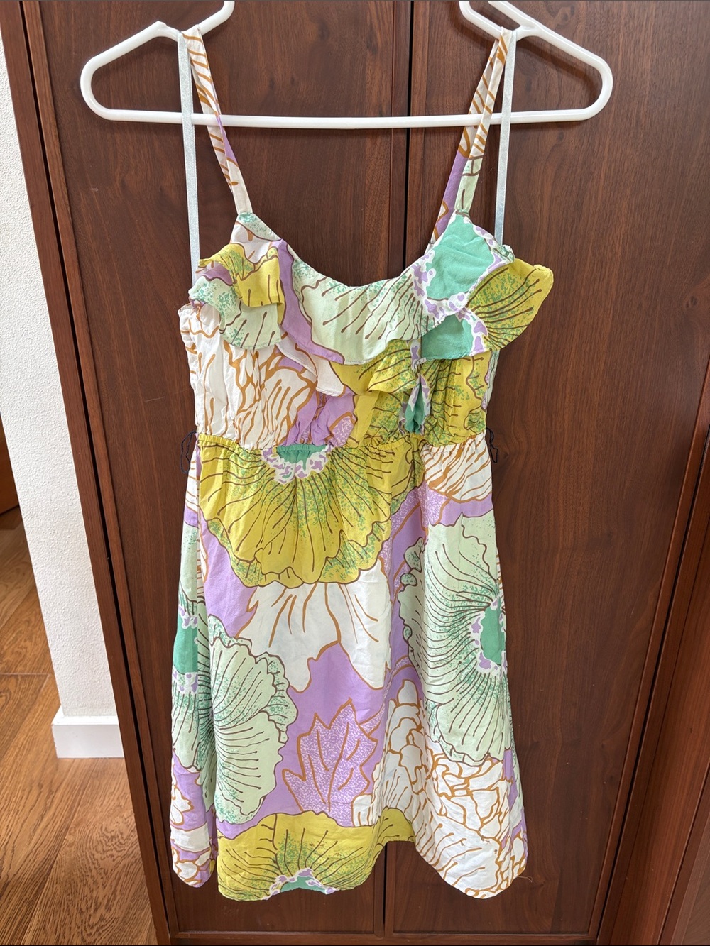 Maeve Floral Ruffle Sundress in Mint, Yellow & Lilac